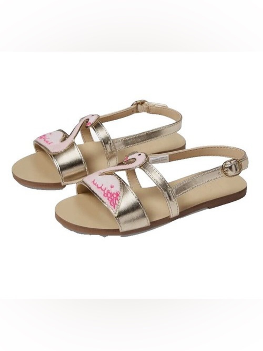 Janie and Jack Gold Flamingo Metallic Sandals - Size 8